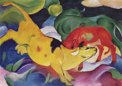 Cows - Red, Green, Yellow by Franz Marc